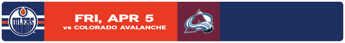 Home Game 37 - Edmonton Oilers vs.  Colorado Avalanche, April 5, Royal Blue Jersey